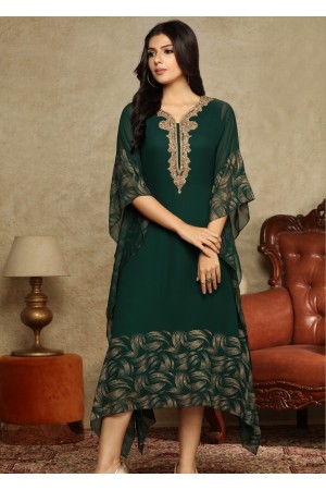 Green Georgette Chifoon Kaftan Kurti 